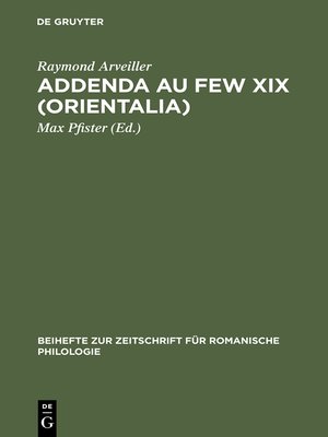 cover image of Addenda au FEW XIX (Orientalia)